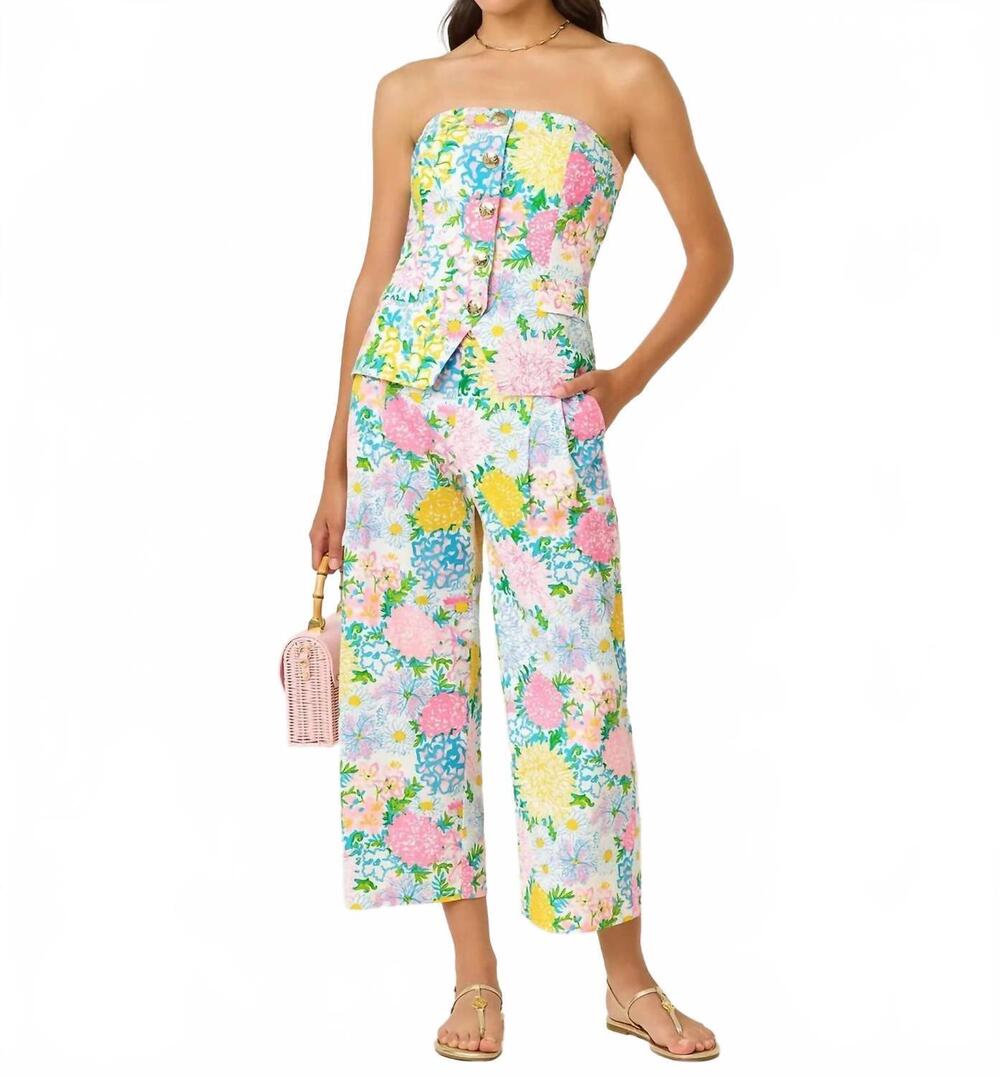 NEW LILLY PULITZER women's mandalay crop pant in multi lilly garden